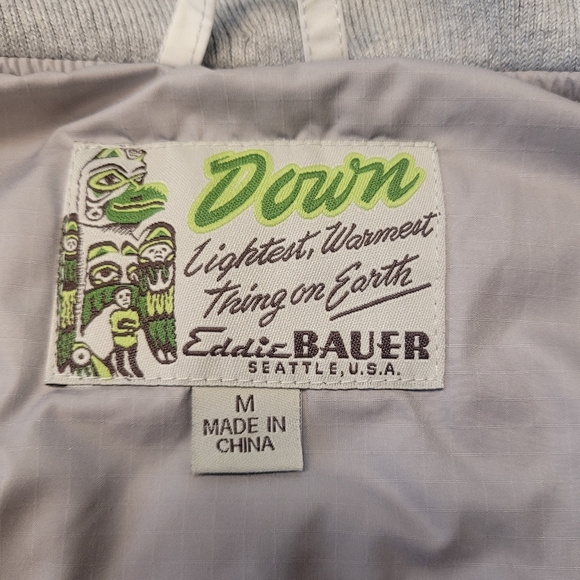 Eddie Bauer Women's White Gray Quilted Down Vest With Toggles Size Medium - Picture 4 of 12